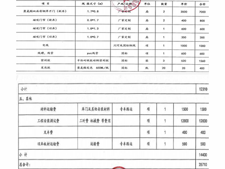 如何核算冷藏庫安裝設(shè)計費用？請看冷藏庫報價清單
